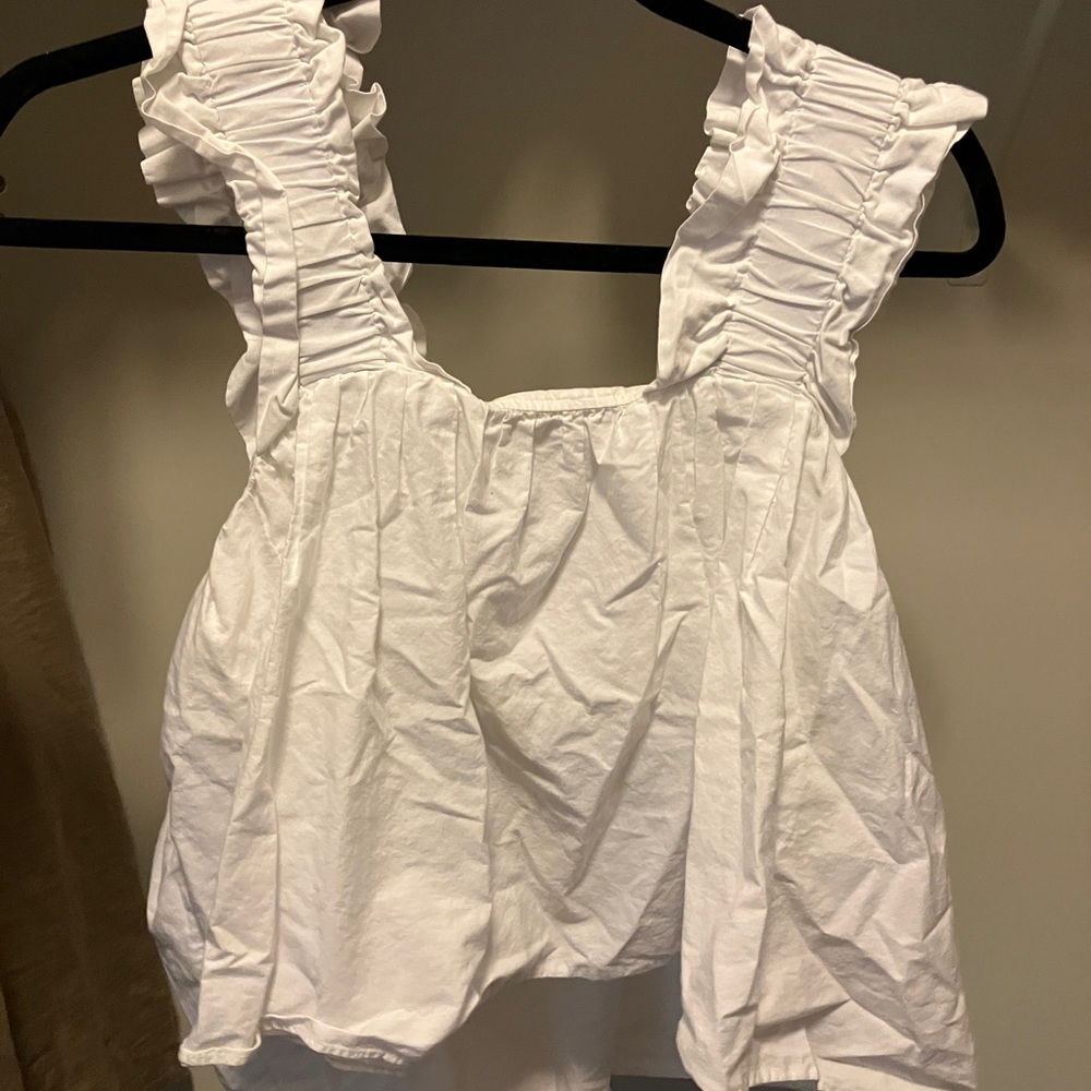 Zara white ruffle top